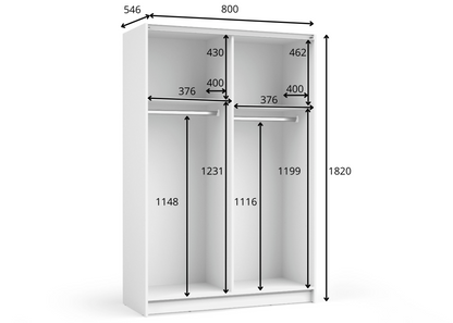 Szafa przesuwna z lustrem HELIAN 80 cm Czarny