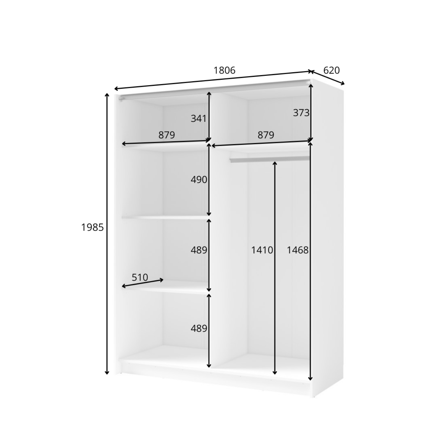 Szafa przesuwna z lustrem KOMAHO 180 cm Szary