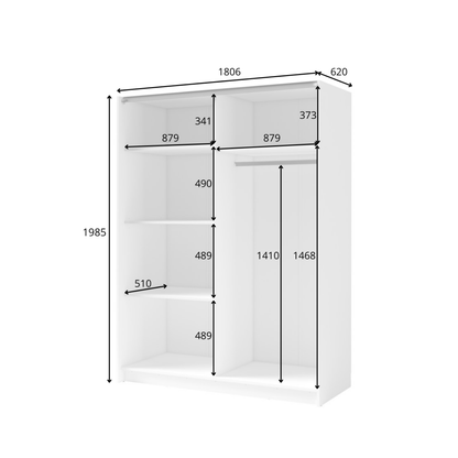 Szafa przesuwna z lustrem KOMAHO 180 cm Szary