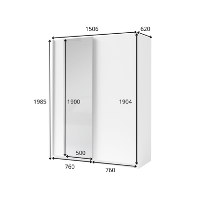 Szafa przesuwna z lustrem KOMAHO 150 cm Dąb artisan