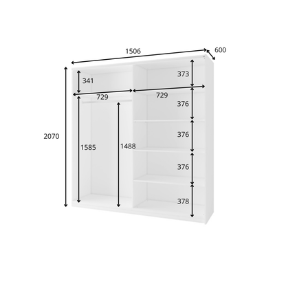 Szafa przesuwna z lustrem ZAIDA 150 cm Biały