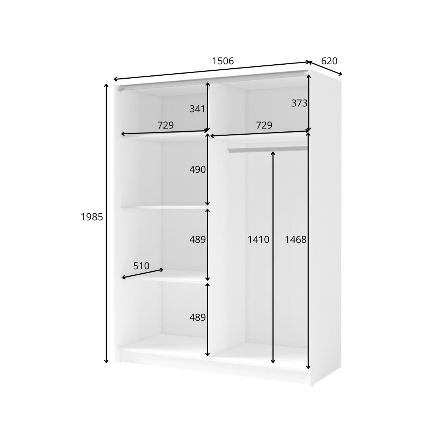 Szafa przesuwna z lustrem LINOX 150 cm Dąb artisan