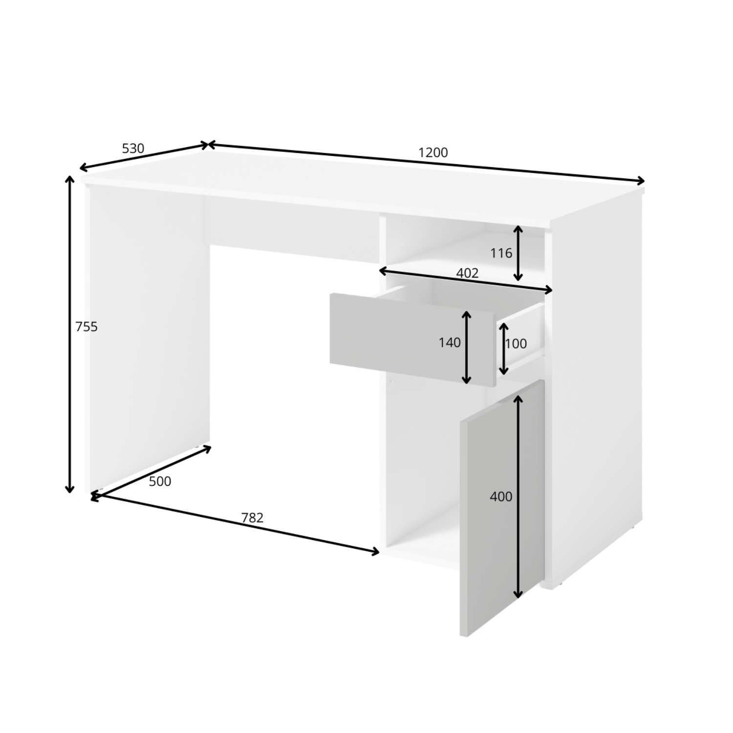 Biurko TASKO 120 cm Biały