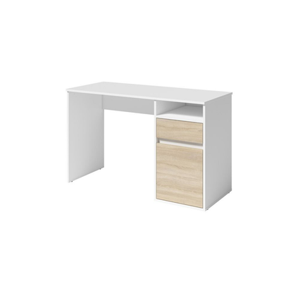 Biurko TASKO 120 cm Biały + Dąb sonoma