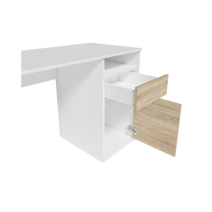 Biurko TASKO 120 cm Biały + Dąb sonoma